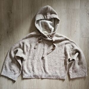 Ruby Moon Taupe Cropped Hooded Sweater